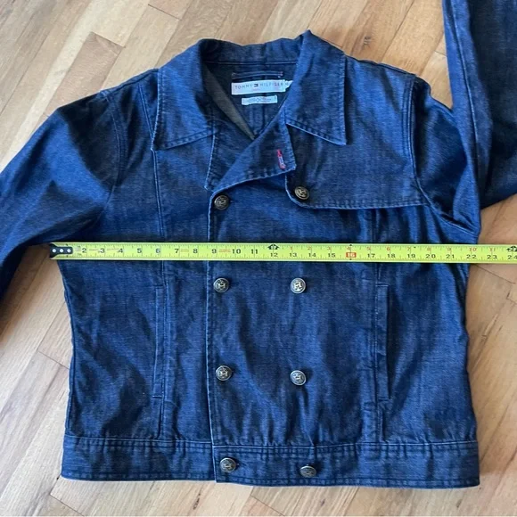 Vtg 2002 Tommy Hilfiger Double Breasted Denim Jacket Metal Nautical Buttons XL - Picture 5 of 15